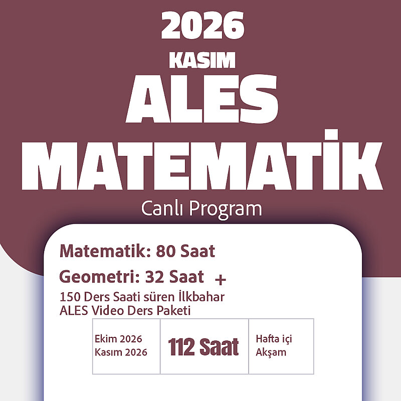 2026 Kasım ALES Matematik – Sayısal Mantık Programı - 