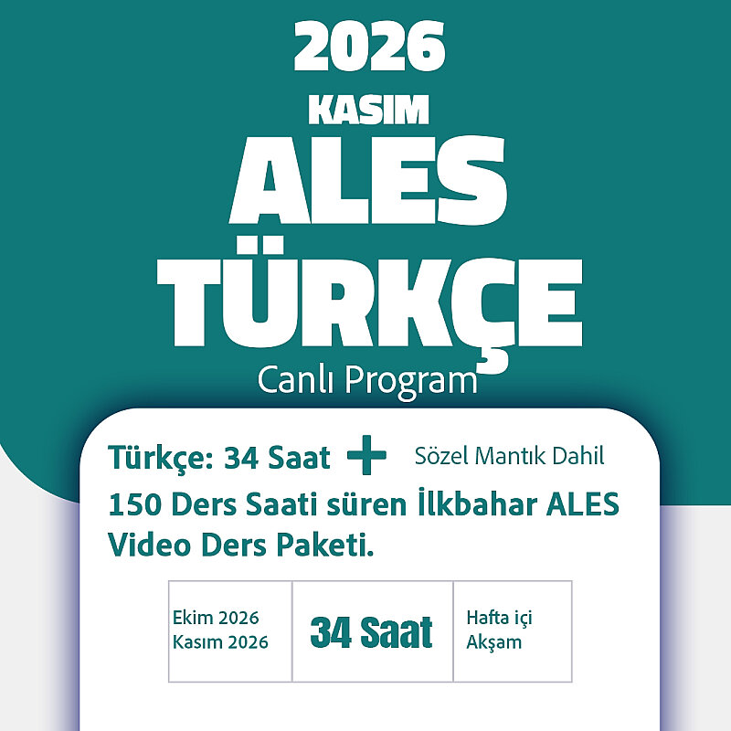 2026 Kasım ALES Türkçe - Sözel Mantık Programı - 