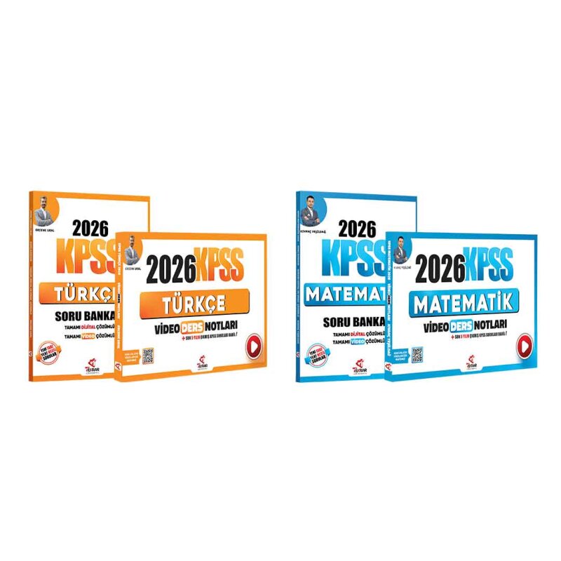 2026 KPSS Genel Yetenek Türkçe + Matematik Soru Bankası + Video Ders Notları 4'lü Set - 1