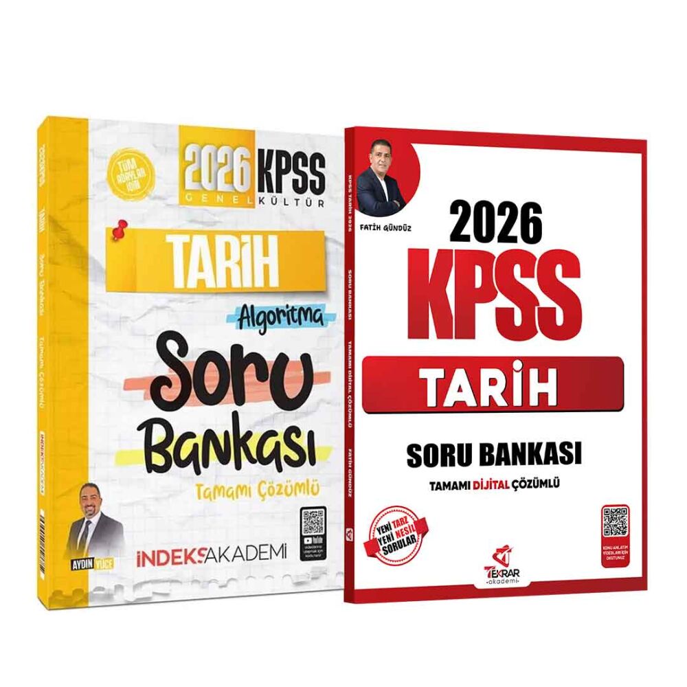 2026 KPSS İndeks Akademi - Tekrar Akademi Tarih Soru Bankası Seti - 2 Kitap - 1