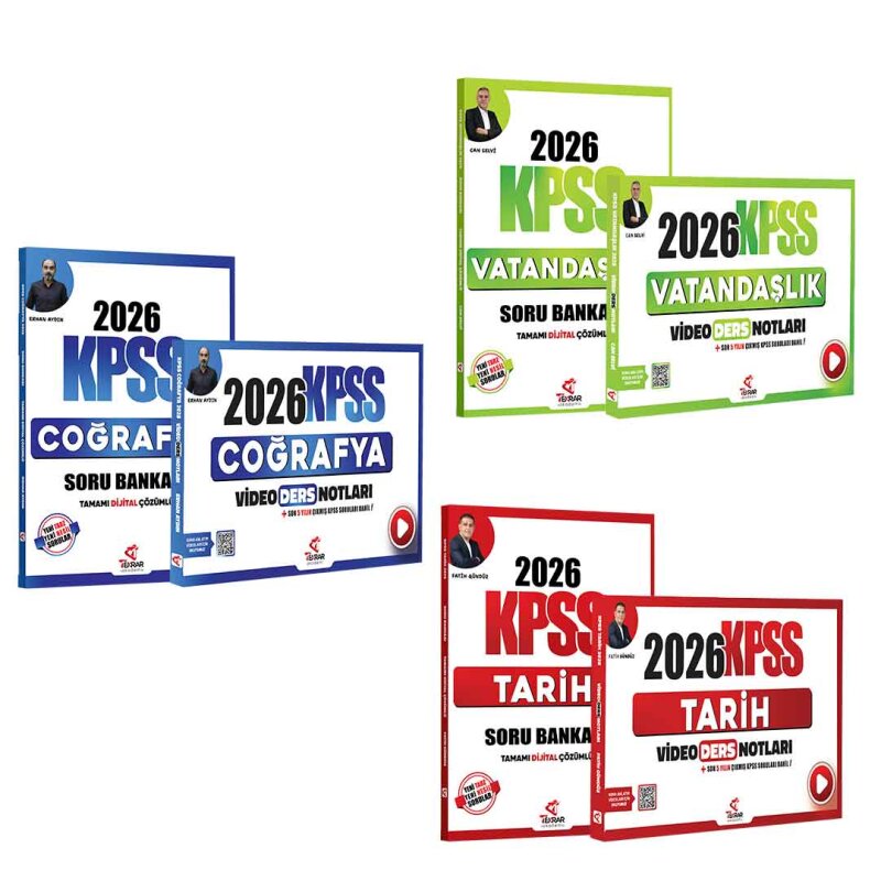 2026 KPSS Genel Kültür Tarih + Coğrafya + Vatandaşlık Soru Bankası + Video Ders Notları 6'lı Set - 1