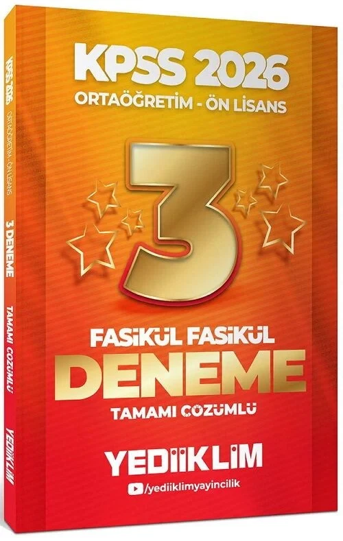 2026 KPSS Lise Ortaöğretim Ön Lisans 3 Yıldız Deneme Fasikül Çözümlü Yediiklim Yayınları - 1