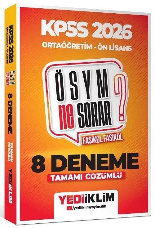 2026 KPSS Lise Ortaöğretim Ön Lisans ÖSYM Ne Sorar 8 Deneme Fasikül Çözümlü Yediiklim Yayınları - 1