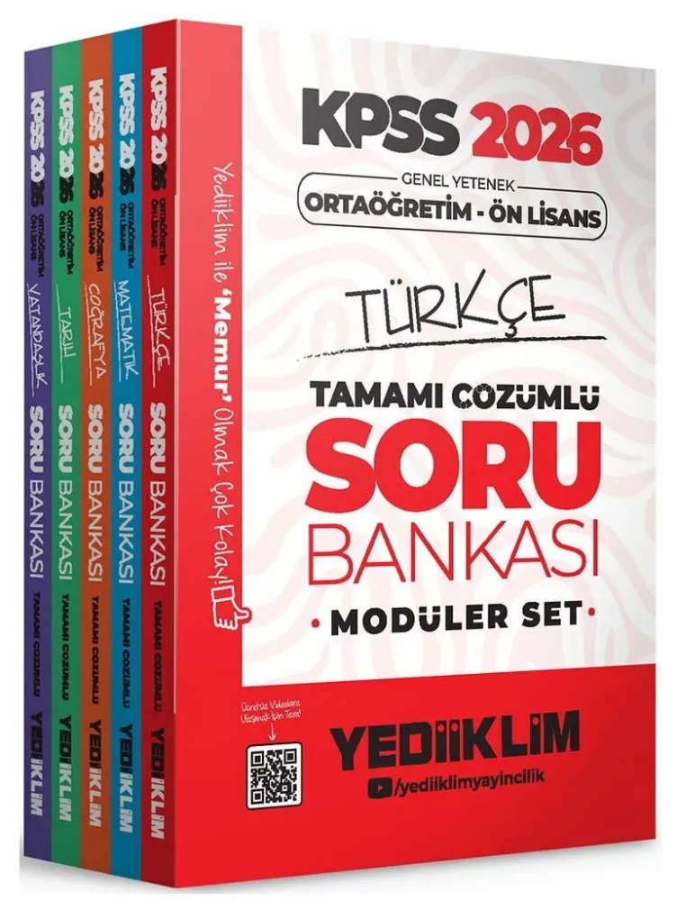 2026 KPSS Lise Ortaöğretim Ön Lisans Soru Bankası Çözümlü Modüler Set Yediiklim Yayınları - 1