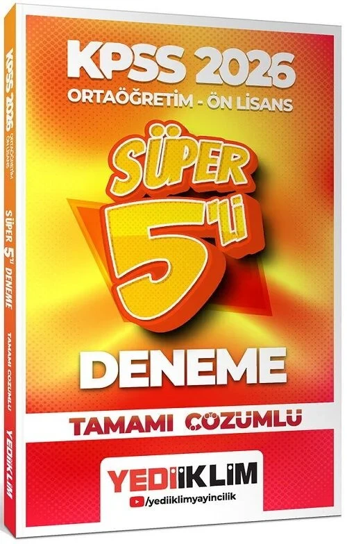 2026 KPSS Lise Ortaöğretim Ön Lisans Süper 5 Deneme Çözümlü Yediiklim Yayınları - 1