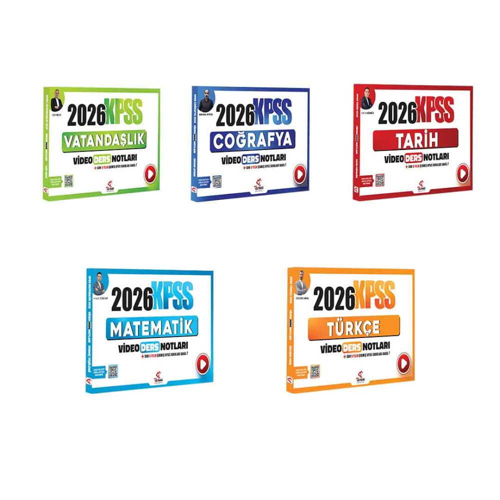 2026 KPSS Türkçe + Matematik + Tarih + Coğrafya + Vatandaşlık Video Ders Notları 5'li Set - 1