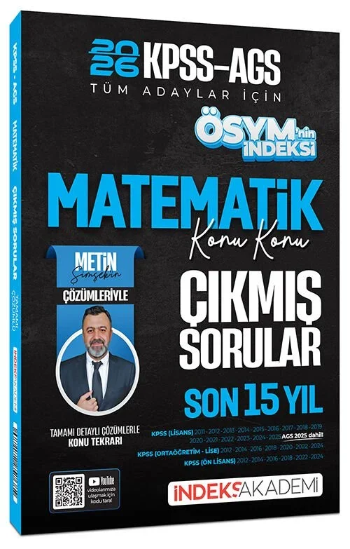 İndeks Akademi 2026 KPSS MEB-AGS Matematik ÖSYM nin İndeksi Çıkmış Sorular Son 15 Yıl Konu Konu Çözümlü - Metin Şimşek İndeks Akademi Yayıncılık - 1