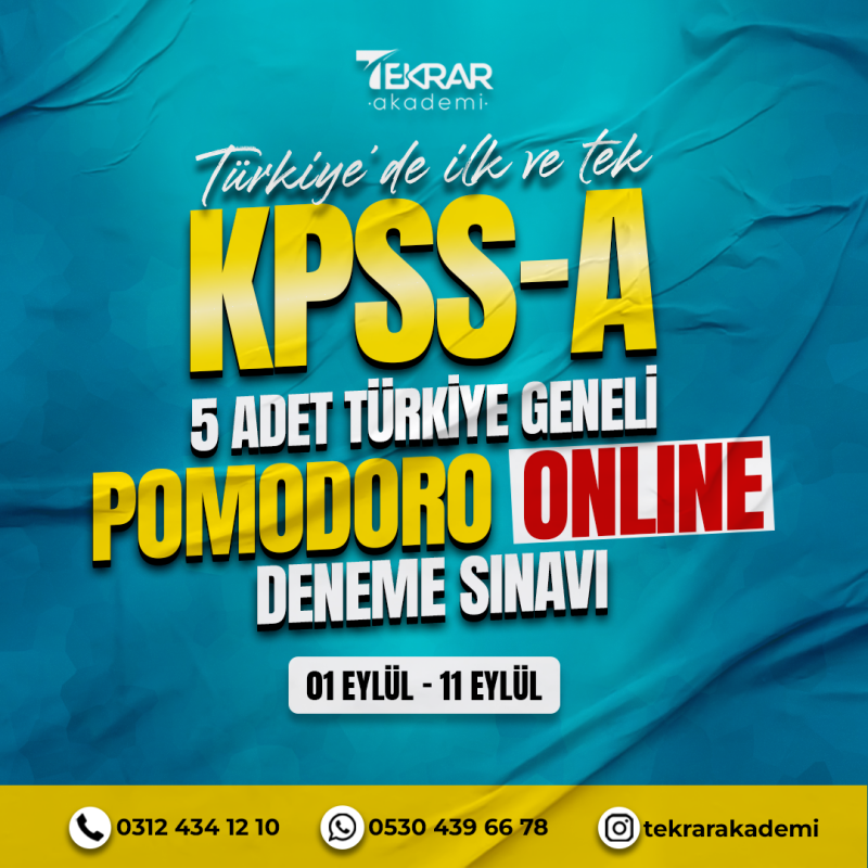 KPSS A Pomodoro Özgün Deneme Sınavı - 1