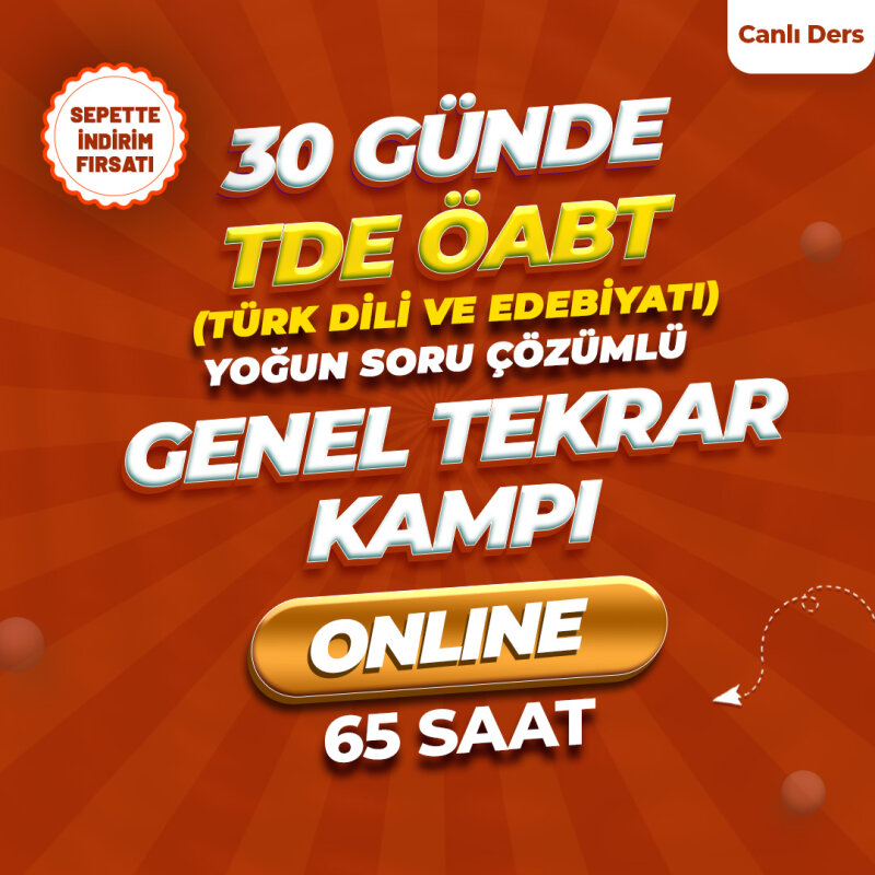 30 Günde Türk Dili ve Edebiyatı ÖABT Yoğun Soru Çözümlü Genel Tekrar Kampı - 
